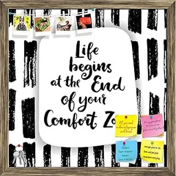 ArtzFolio Life Begins at The End of Your Comfort Zone | Bulletin Board Notice Pin Board | Soft Board Combo with Thumb Push Pins & Sticky Notes | Antique Golden Frame | 24 x 24 inch (61 x 61 cms)-picture-21