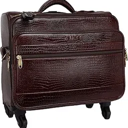 richsign leather accessories Men's Leather 42 L Laptop Roller Cases Suitcase Cabin Luggage Travel Trolley Bag with 4 Wheels (Brown, Dimension : L=18 X W=10 X H=14 Inch, Weight :2.5 kg/2500 GR)-picture-16