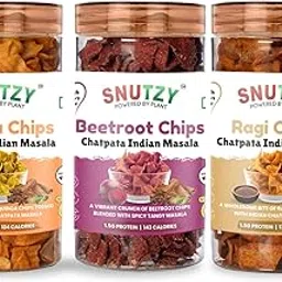 SNUTZY-Ragi-Quinoa-Beetroot Masala Chips (3 JARS IN ONE 150g each)-picture-28