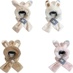 ™ Winter Hat Scarf Comfortable 2 in 1 Beanie Headwear Cartoon Plush Animal Hat Beige | Hats | Womens Accessories-image-20