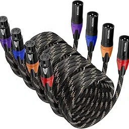 KEBILSHOP XLR Cables, Microphone Cables Male to Female 16ft, XLR Speaker Cable Nylon Braided 3 Pins Mic Cable (pack of 4)-picture-32
