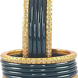 toshika bangles Rajasthani Traditional Beautiful Stylish Lac Bangle Set For Women and Girls | Jaipuri Design Chuda | Red Pink Green Maroon peach yallow Chudi Kada Set | (Set of 10)-picture-34