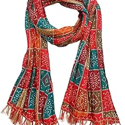 Women's Cotton Blend Bandhani Print Dupatta with 2.20 Meters | Women’s cotton printed dupatta with tassels-image-40