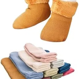 brendo Baby girl baby boy Winter Socks with Plush Cuff, Ribbed Knit Design, 6 Pairs, Multicolour 1to 3 years-picture-23