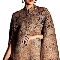 zamour Women's Woven Royal Luxury Cape Jacket in Paisley Patterns (Medium-Large)-picture-16