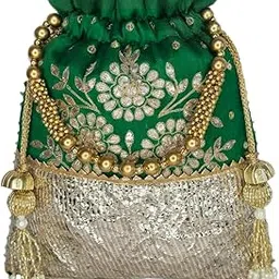 Designer Gazi Silk Hand-Embroidered Potli Bag & Ethnic Clutch for Wedding, Bridal.-image-57