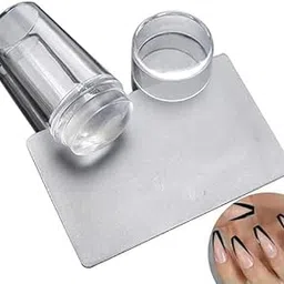 Nail Art Stamper with Scraper, Clear Silicone Jelly Transparent Nail Stamp Tool for Girls & Women, French Tip Stamper, DIY Nail Decor Image Printing Plate Manicure Kit, Replaceable Soft Stamper Head 1PCS-picture-10
