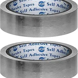 VCR Aluminium Foil Tape - Silver Tape - 18 Meters in Length 24mm / 1" Width - 2 Rolls Per Pack - Foil Tape for Air Duct Joining, Used for AC Ducting, Pipe Work, High Temprature Ducting Tape-picture-54