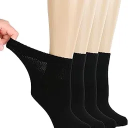 Hugh Ugoli Lightweight Women's Diabetic Ankle Socks Soft Bamboo Thin Socks Seamless Toe and Non-Binding Top, 4 Pairs-picture-44