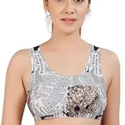 Shabala Fashions Women's Paper Print Sports Bra | Soft Sports Bra with Removable Pads | Free Size (Pack of 1)-picture-30