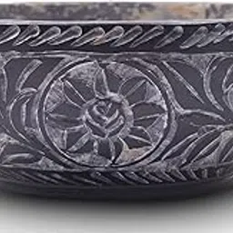 Meble Home -Hand Carved Natural Stone Bowl, Smudge Bowl, Stone Bowl, Smudge Pot, White Leaf Carved Design |Size_5” x 2” – Black | Ritual Bowl Display Bowl Jewelry Dish Kitchen Table Decor Gift.1pc-image-61
