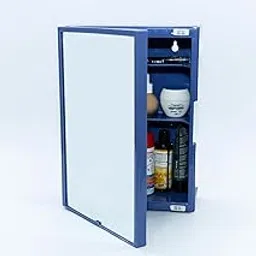 zahab Bathroom Cabinet with Mirror Multipurpose Wall Mounted Storage Cabinet with Magnetic Door Dark Blue-image-43