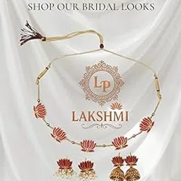 Multi colour Lotus Gold-Plated Necklace & Earrings Set for Women & Girls | Traditional South Indian Floral Jewellery | Elegant Wedding, Festival, Diwali & Pooja Wear-image-4