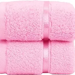 SPREAD SPAIN 100% Cotton Face Towel Roman Face Towel Set of 2 600 GSM Super Absorbent Soft & Quick Dry Towels for Gym Sports Travel Suitable for Acne Prone Skin (30x30cm Pink) image 1