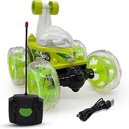 NHR Remote Control Rechargable Acrobatic 360 Degree Twisting Stunt Car for Kids with Music & Lights and Charger (3 to 10 Years, Green)-image-3