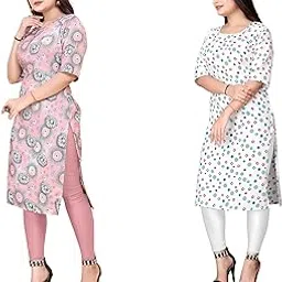 Women's Crepe Printed Straight Kurti Combo_2-Priyanka Pink-YAMUNA Sky (F12) 5XL-image-92