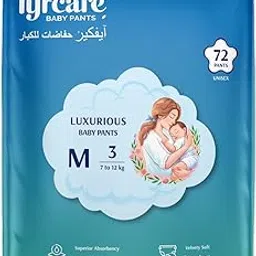 Lyfcare Baby Diaper M Size Pants with Leakage Projection & Super Absorbency | Pant Style Baby Diapers | Soft & Comfortable | Medium (72 Diapers) | 7 – 12 Kg | Pack of 1-image-5