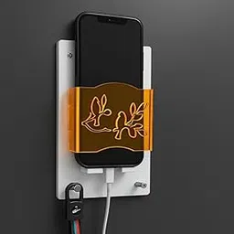 KYMIO Wall Mounted Mobile Charging Stand with Key Holder – Universal Phone Dock with Cable Organizer & Decorative Acrylic Front – Space Saving Wall Organizer for Home & Office (1)-image-2