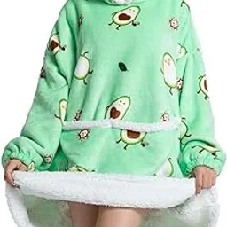 aisr Flannel Blanket Hoodie Loose Over d Cute Print Big Blanket Hoodie All Stylish for Indoor Average for Adults, One Size-picture-50