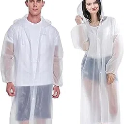 Waterproof Unisex Rain coat with Hood and Elastic Cuffs, Full Sleeve, EVA Material, Unisex, Reusable, Lightweight, Universal Size, for Men and Women (IN, Alpha, Free Size, Regular, White)-picture-32