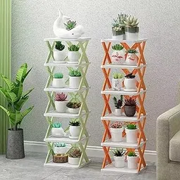 NYALKARAN Plastic Shoe Rack for Home - Stackable Shoe Stand Organizer for Bedroom & Entryway, Collapsible Footwear Storage Shelf, Multi-Purpose Corner Tower, Easy Assembly (Orange, 6 Layer)-picture-10