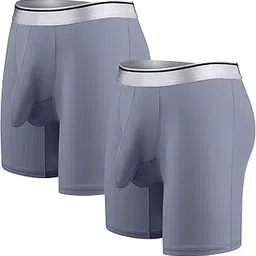 ouruikia Men's Underwear Silky Smooth Boxer Briefs Long Leg Quick Dry Boxer Briefs with Separate Pouch-picture-28