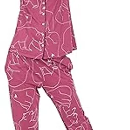 zeyo Night Suit for Women's Polar Bear Printed Cotton Night Dress of Shirt and Pajama Set 5756-picture-20