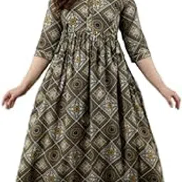 Women's Cotton Floral Printed Anarkali Maternity Feeding Kurti image 1
