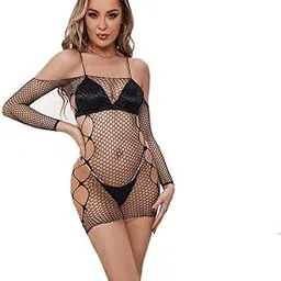 fiha Woman's Polyamide Elastane Full Body Stockings (MS-4016_BK, Black, Free Size)-picture-11