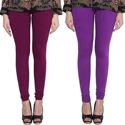 Soft Cotton Stretchable Churidar Leggings - Free Size Plus 35 Colors for Womens and Girls Combo Pack of 2 & Mehndi Green-image-54