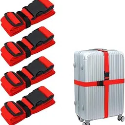 baiguohui Luggage-Straps Suitcases-Belt TSA Approved - Adjustable 86 inch with Quick-Release Buckle and Organized Belt Travel Accessories (Red 4 Pack)-picture-44