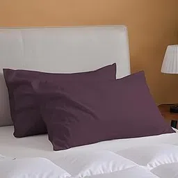 KHC Pure Cotton Pillow Cover Set of 2 | 1000TC 100% Cotton Comfortable Pillow Case | Plum, Standard Size, 18" x 27"-image-0