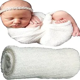 BabyMoon Baby Wrap Photography Props Stretch Without Wrinkle, Anti-Pilling, Breathable Blanket Swaddle Wrap (Pack of 1, Snow White)-picture-12