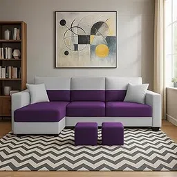 Aden LHS 4 Seater L Shape Sofa Set for Living Room (Purple Grey Colour Fabric) Premium Fabric Sofa Set for Living Room-picture-26