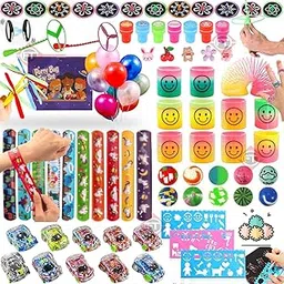 D Moto World DCW Pack of 200 Pieces mini toys for Kids| Birthday Party Favors, School Giveaway Items| Scratch Sheets, Stencils, DIY Toy & Slap Band image 1