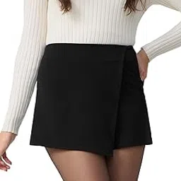 the souled store Solids: Raven Black Women and Girls Zip Closure Polyester Mini Skorts-picture-46