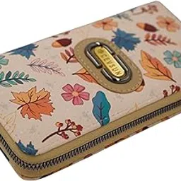 cevsun Stylish PU Leather Elegant & Compact Ladies Wallet|Soothing Floral Printed Long Clutch Purse for Modern Women|2 Compartments,8 Card Slots & Coin Holder (Casual, Biscuit)-picture-15