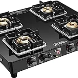 WhiteSwan Time Cook 4 Burner Gas Stove|Toughened Glass Top|Brass Burners (2 Big, 2 Small)|Manual Ignition|In-Built Digital Timer|BIS Certified|LPG Compatible|2-Year Warranty-picture-29