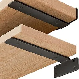 Shelf Brackets Floating Shlef Brackets 12-Inch 6-Packs, 1/5-Inch Thick Heavy Duty Shelving Brackets for Wood Shelves, 12" Hidden Black Metal L Bracket Shelf Bracket Supports with 160 Lbs Load Capacity-picture-10