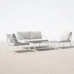 Amazon Brand - Solimo Rattan Metal 4 Seater Sofa Set with Cushions and Center Table Patio | Balcony Sofa for Indoor Outdoor Use | Garden Conversation Furniture Set (White)-picture-21