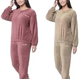 ukal Combo Pack of 2 Women Winter Nightsuit Ladies Warm Night Suit Girls Pyjama Women's Top and Pajama Pants Regular Fit Pyjama Set-picture-26