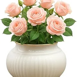 Craft Collective Modern Decorative Vase, Glossy White Fluted Design, Premium Finish with Anti-Slip Base, Home Decor for Living Room, Office, Console Table-image-54