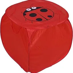 Kuber Industries Polyester Durable & Collapsible Square Laundry Basket|Clothes Storage Box With Lid & Side Handles,45 Ltr.(Red)-picture-13