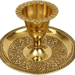 Putrika Brass Candle Holder Stand Antique Set Diwali | Pooja | Puja | Decorative | Home Decoration | Best Return Gift for Living, Bedroom, Dining Room– Round Embosed Candle Holder-picture-18