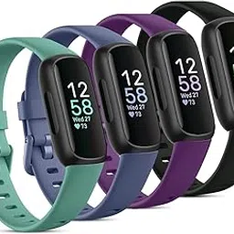 Odbeai Compatible with Fitbit Inspire 3 Bands for Women Men, Sport Wristband Replacement Soft Silicone Straps for Fitbit Inspire 3 Fitness Tracker Women & Men(4 Pack,Small) image 1