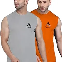kroptee Stylish Men Cotton Casual Gym Vest (Pack of 2)-picture-21