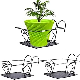 Trygreen Ragro Metal Railing Basket for Balcony, Railing Flower Pot Holder (Set of 3) Unique Design Smooth Black Finish & Rust Proof Use for Indoor & Outdoor Hanging Plant Balcony Garden Decoration.-picture-15