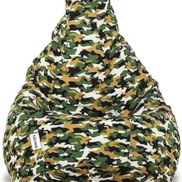 Amazon Brand - Solimo Military XXXL Printed Fabric Bean Bag Cover Without Beans (Green Military Print)-image-99