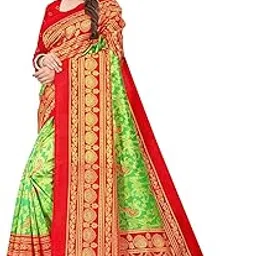 Kanooda Prints Women's Fancy Mysore Printed Art Silk Saree_3169_Red_Green._Popat-picture-21