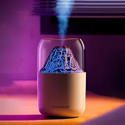HOMENITY®- Portable Mini Volcano Humidifier, 300ml Small Cool Mist, USB Personal Desktop Humidifier for Baby Bedroom Travel Office Home, Auto Shut-Off, 2 Mist Modes, Super Quiet-white-image-2
